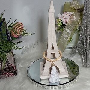 Paris Eiffel Tower Ceramic with Handmade Wooden  Beaded New